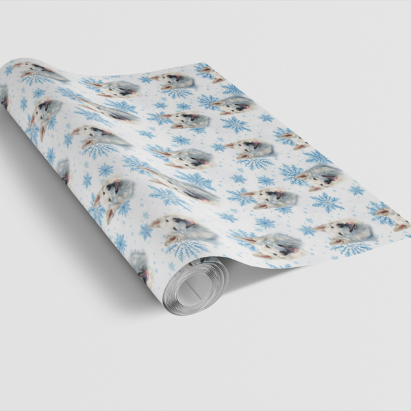 Watercolor Snowflake Winter Gift Wrap, White Shepherd Wrapping Paper, Christmas Dog Wrapping Paper, Pet Lover Holiday Gift Wr