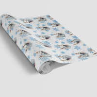 Watercolor Snowflake Winter Gift Wrap, White Shepherd Wrapping Paper, Christmas Dog Wrapping Paper, Pet Lover Holiday Gift Wrap Roll