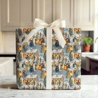Vintage Snowy Village Gift Wrap, Victorian Christmas Carolers Wrapping Paper, Nostalgic Holiday Wrapping Paper, Winter Gift Wrap Paper Roll