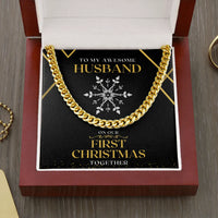 Mens Stainless Steel Chain Necklace, Husband Cuban Link Chain Necklace, First Christmas Keepsake Jewelry, Romantic Holiday Present for Him