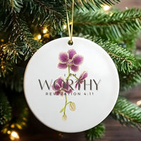 Scripture Verse Christmas Ornament, Revelation 4 11 Christian Ornament, Religious Ceramic Tree Ornament, Faith Holiday Keepsake Ornament