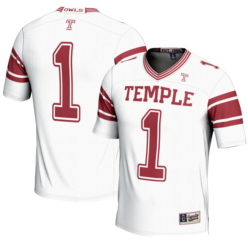 #1 Temple Owls Endzone Football Jersey - White