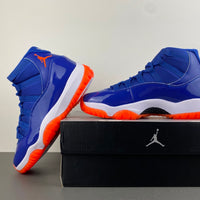 High Top Sneakers, Royal Blue White Orange Colorway, Leather Footwear, Lace Up Design, Casual Gift for Sneaker Fans