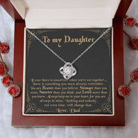 Dad to Daughter Love Knot Pendant, To My Daughter Love Knot Necklace, Cubic Zirconia Love Knot Jewelry, Birthday Christmas Keepsake Present