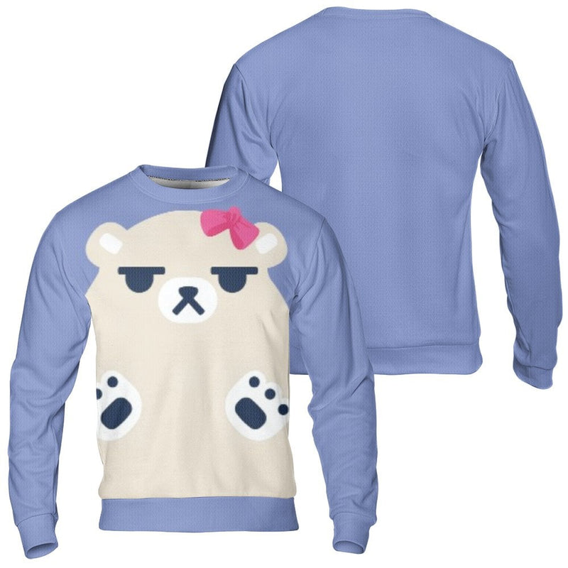 Humorous Nostalgia Animal Holiday Sweatshirt, Grumpy Cartoon Bear Ugly Christmas Sweater, Adorable Retro Xmas Crewneck, Winter Graphic Pullover