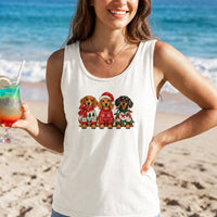 Wiener Dog Christmas Tank, Christmas Dachshund Tank Top, Retro Holiday Dachshund Sleeveless Tee, Adorable Dog Lover Xmas Present