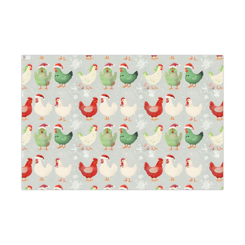 Farmhouse Poultry Gift Wrap, Christmas Chicken Wrapping Paper, Adorable Hen Holiday Wrapping Paper, Farm Animal Gift Wrap