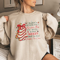 Humorous Coquette Aesthetic Holiday Sweater, Christmas Tree Cake Sweatshirt, Adorable Nostalgic Snack Crewneck, Festive Xmas Season Pullover