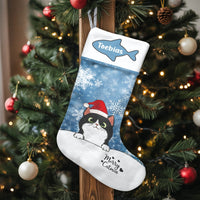 Kitten Christmas Stocking, Tuxedo Cat Christmas Stocking, Pet Lover Holiday Stocking, Comfy Winter Fireplace Mantel Decor, Cat Mom Present