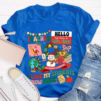 Custom I Love My Students Snow Much Shirt, Personalized Teacher T-Shirt, Christmas Teacher Tee, Custom School Name Holiday Graphic Shirt