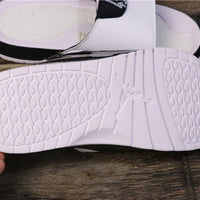 Slides, White Black Colorway, Embroidered Detail, Slip On Design, Casual Gift for Shoe Lovers