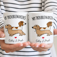Adorable My Troublemakers Wiener Dog Ceramic Mug, Dachshund Coffee Mug, Pet Parent Tea Cup, Dog Mom Dachshund Lover Christmas Present