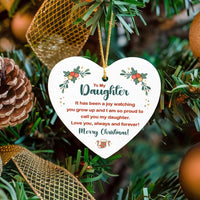 Meaningful Holiday Keepsake Ornament, To My Daughter Heart Ornament, Ceramic Love Note Ornament, Christmas Tree Decoration, Daughter Present