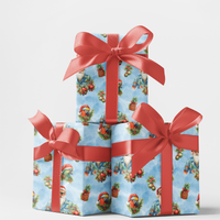 Tropical Holiday Floral Gift Wrap, Tinsel Tropic Christmas Wrapping Paper, Festive Palm Present Wrap Paper, Luxury Xmas Wrapping Paper Roll