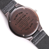 Engraved Wood Leather Strap Mens Watch from Mom, To My Son Sandalwood Watch, Son Birthday Graduation Christmas Keepsake Timepiece