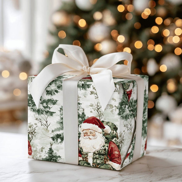 Camouflage Vest Santa Claus Gift Wrap, Tactical Santa Wrapping Paper, Military Christmas Wrapping Paper, Veteran Holiday Gift