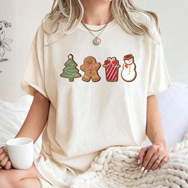 Adorable Holiday Cookie Graphic Shirt, Christmas Gingerbread T-Shirt, Festive Gingerbread Man Tee, Winter Holiday Baking Shir
