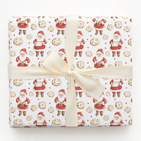Chocolate Chip Cookie Santa Wrapping Paper, Santa and Cookies Wrapping Paper, Christmas Holiday Wrapping Paper, Festive Gift Wrap Roll
