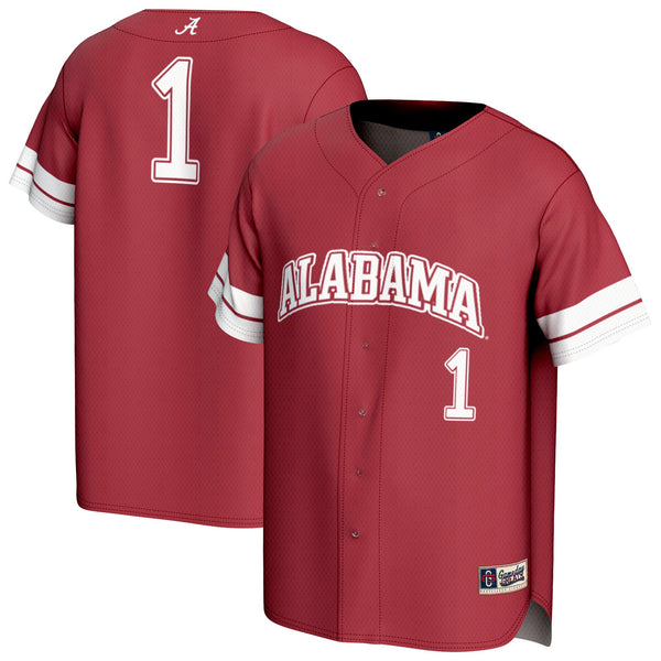 #1 Alabama Crimson Tide Lightweight Collegiate Baseball Fashion Jersey - Crimson