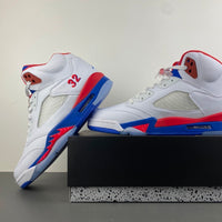 High Top Sneakers, Blue White Red Colorway, Leather Footwear, Lace Up Design, Casual Gift for Sneaker Fans