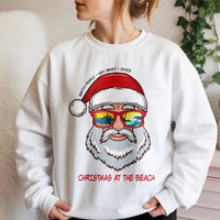 Tropical Santa Sunglasses Crewneck, Personalized Christmas Beach Sweatshirt, Custom Holiday Vacation Sweater, Family Travel Present
