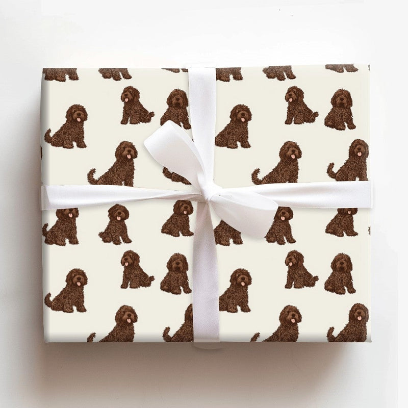 Curly Brown Doodle Gift Wrap, Cockapoo Dog Wrapping Paper, Adorable Pet Birthday Wrapping Paper, Dog Lover Christmas Gift Wrap, Doodle Dog Paper