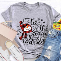 Adorable Winter Holiday Graphic Tee, Christmas Santa Hat Snowman T-Shirt, Festive Merry Christmas Shirt, Xmas Present for Women and Men