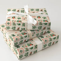 Holly Pine Gift Wrap, Vintage Botanical Christmas Wrapping Paper, Rustic Holiday Tile Wrapping Paper, Traditional Xmas Gift Wrapping Paper