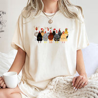Santa Hat Farm Animal T-Shirt, Chicken Christmas Shirt, Festive Chicken Tee, Humorous Farmer Holiday Graphic Shirt