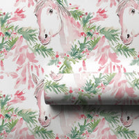 Equestrian Wrapping Paper, Watercolor Horse Christmas Wrapping Paper, Holiday Horse Gift Wrap Roll, Winter Festive Wrapping Paper