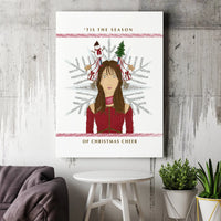 Retro Festive Holiday Woman Wall Art, Tis the Season Christmas Hair Canvas Print, Comfy Winter Vibes Canvas Decor, Christmas Present for Her