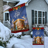 O Holy Night Christmas Yard Flag, Nativity Scene Garden Flag, Double-Sided Religious Holiday Outdoor Banner, Christian Xmas Lawn Flag