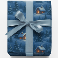Snowy Forest Gift Wrap, Winter Cabin Wrapping Paper, Christmas Cabin Wrapping Paper, Holiday Gift Wrap Paper, Winter Present Wrap