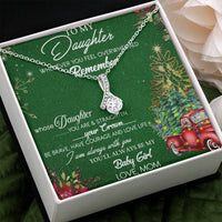 CZ Ribbon Necklace with Message Card, Christmas Ribbon Pendant Necklace for Daughter, Holiday Jewelry, Daughter Christmas Present from Mom