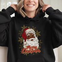 African American Santa Claus Hoodie, Black Santa Hoodie, Merry Christmas Graphic Hoodie, Vintage Holiday Pullover, Festive Winter Sweatshirt