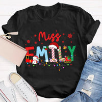 Custom Snowflake Holiday T-Shirt, Personalized Christmas Lights Teacher Shirt, Festive Classroom Graphic Tee, Teacher Xmas Present