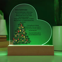 Hawaiian Christmas Acrylic Heart Plaque, Mele Kalikimaka Heart Plaque, Holiday LED Night Light Plaque, Tropical Christmas Keepsake Present