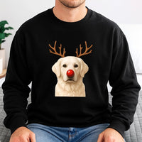 Reindeer Antlers Dog Sweatshirt, Christmas Golden Retriever Sweatshirt, Humorous Holiday Dog Lover Sweatshirt, Adorable Xmas Pet Crewneck, Present