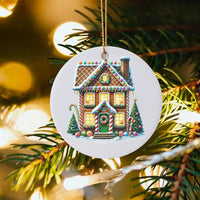 Candy Cane Christmas Ornament, Gingerbread House Ceramic Ornament, Festive Holiday Tree Ornament, Adorable Winter Keepsake, Family Xmas Present