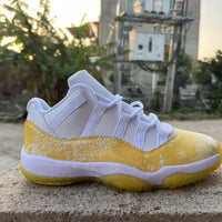 Sneakers, White Yellow Colorway, Lace Up Design, Casual Gift for Sneaker Fans