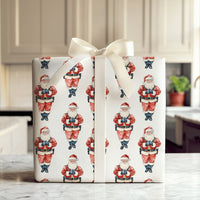 Law Enforcement Santa Claus Gift Wrap, Police Santa Wrapping Paper, Humorous Cop Santa Holiday Paper, Adorable Christmas Gift Wrapping Paper Roll