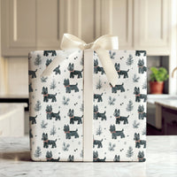 Scottie Christmas Gift Wrap, Scottish Terrier Wrapping Paper, Watercolor Dog Wrapping Paper, Black Scottie Present Wrap, Holiday Dog Paper