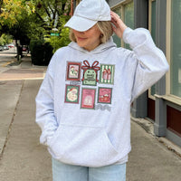 Vintage Holiday Stamp Pullover, Merry and Pregnant Christmas Hoodie, Pregnancy Announcement Hooded Sweatshirt, Expecting Mom Xmas Present