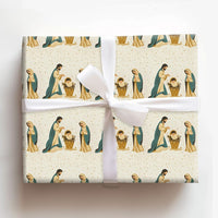 Holy Family Religious Gift Wrap, Nativity Scene Christmas Wrapping Paper, Christian Manger Illustration Paper, Holiday Wrapping Paper