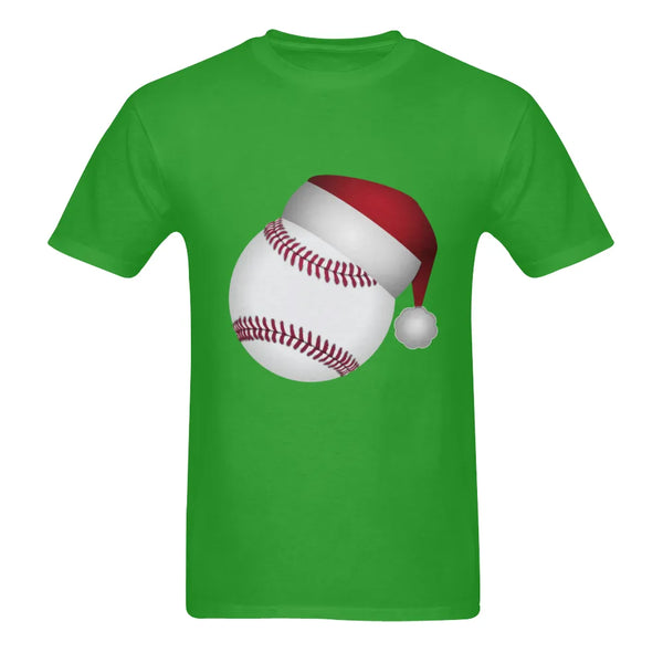 Retro Baseball Player Holiday Tee, Baseball Santa Hat Christmas Shirt, Humorous Sports Christmas Graphic T-Shirt, Holiday Bas