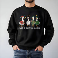 Silly Goose Holiday Sweater, Festive Goose Christmas Sweatshirt, Humorous Duck Winter Crewneck, Adorable Farm Animal Holiday Pullover Xmas Present