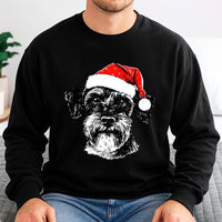Adorable Santa Hat Dog Sweater, Schnauzer Christmas Sweatshirt, Festive Schnauzer Dog Sweatshirt, Pet Lover Holiday Crewneck, Schnauzer Present