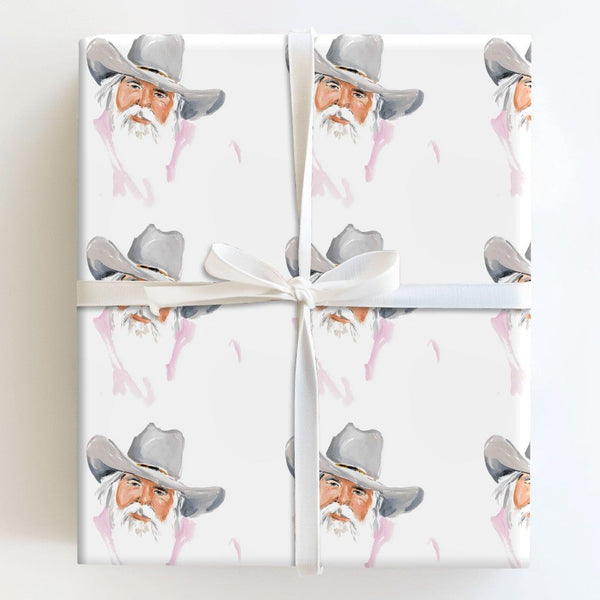 Western Christmas Gift Wrap, Cowboy Santa Wrapping Paper, Watercolor Rustic Country Santa Wrapping Paper, Holiday Rodeo Gift 