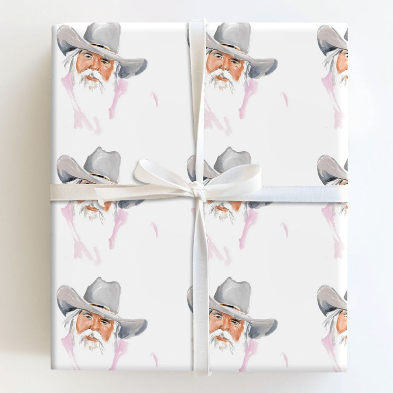 Western Christmas Gift Wrap, Cowboy Santa Wrapping Paper, Watercolor Rustic Country Santa Wrapping Paper, Holiday Rodeo Gift Wrap Roll