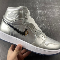 High Top Golf Shoes, White Silver Colorway, Lace Up Design, Casual Gift for Shoe Lovers